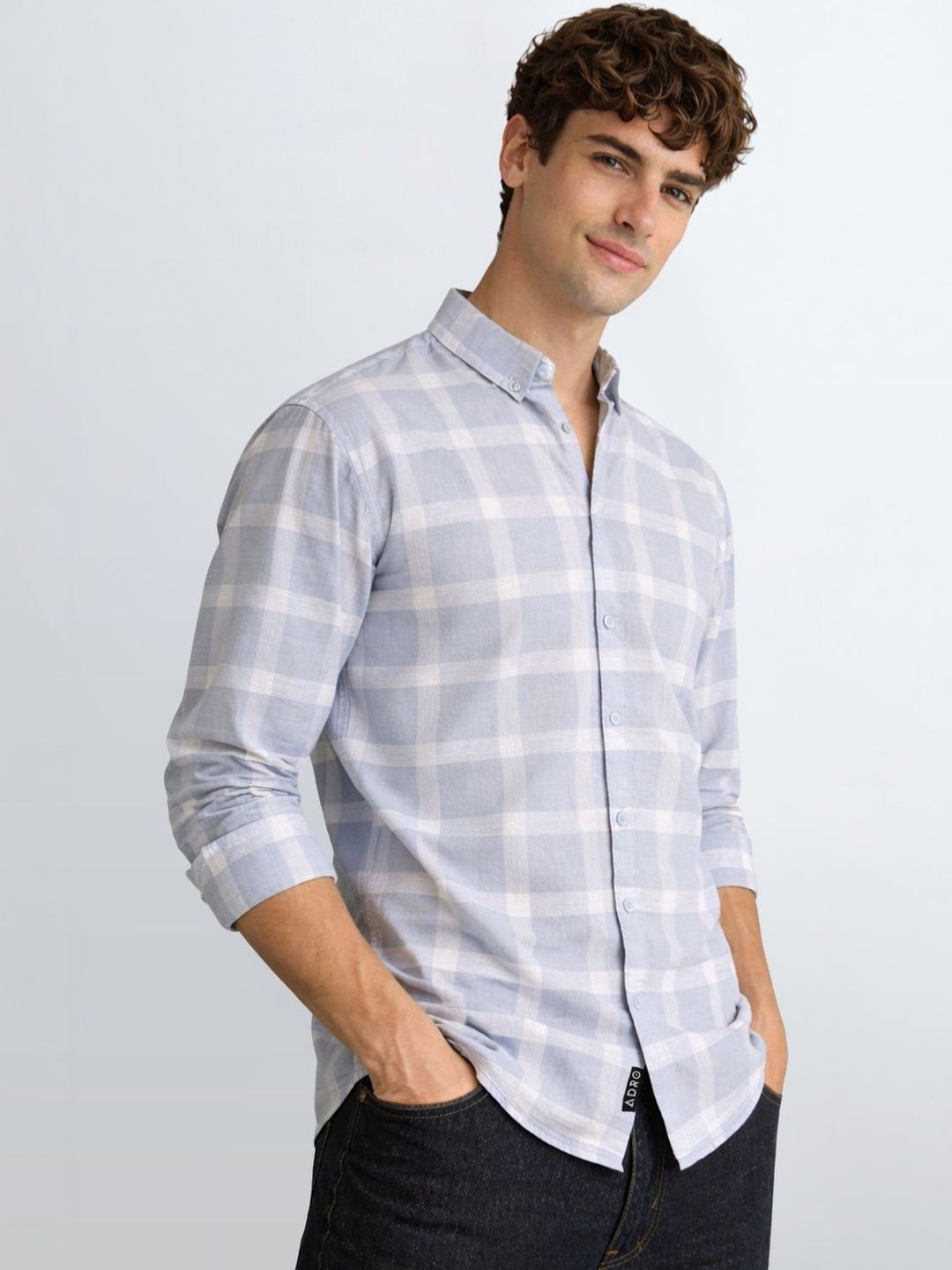 ADRO Men Standard Gingham Checks Checked Casual Shirt