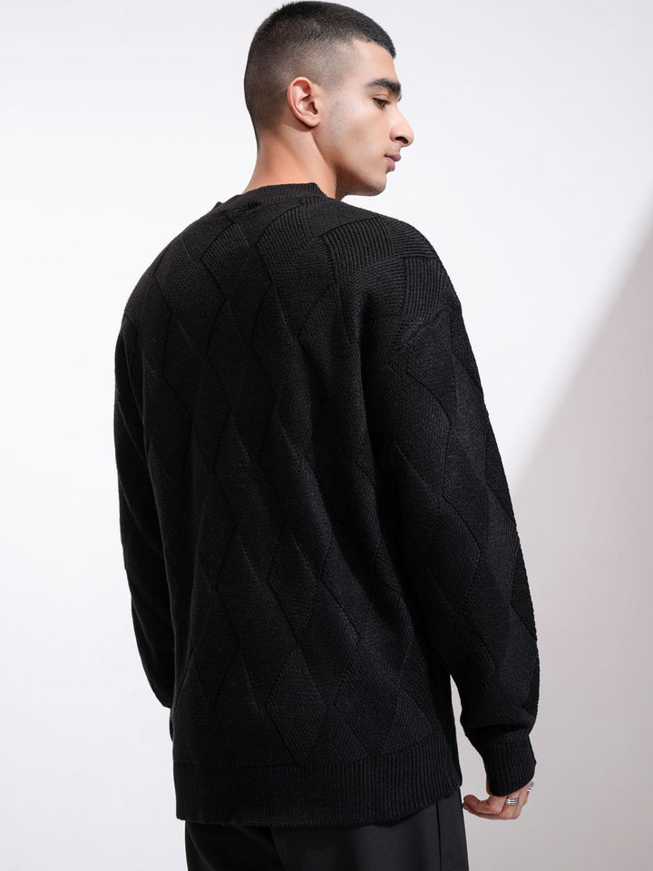 HIGHLANDER Men Round Neck Drop Shoulder Relaxed Sweater