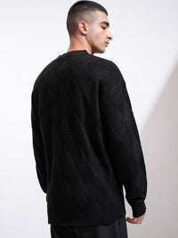 HIGHLANDER Men Round Neck Drop Shoulder Relaxed Sweater