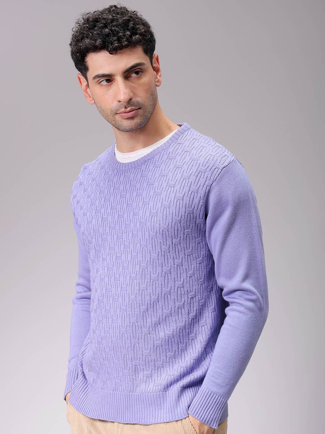 The Indian Garage Co Men Self Design Pullover Sweaters