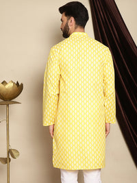 Anouk Motif Etnik Kuning Bercetak Kolar Selat Kurta