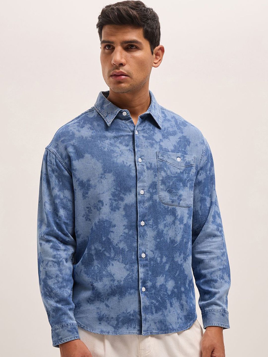 THE BEAR HOUSE Relaxed Fit Dyed Effect Casual Shirt