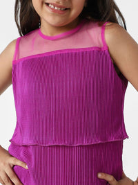 Nauti Nati Girls Pleated Fabric Sleeveless Top & Pants Clothing Set