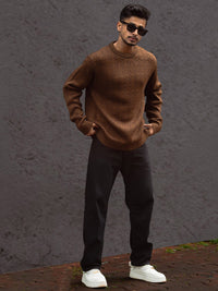 Powerlook Men Speckled Self-Design Acrylic Pullover Sweater