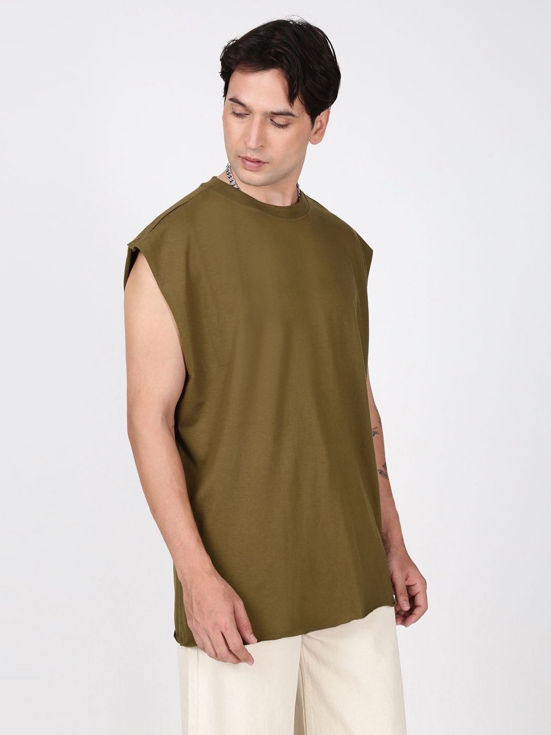 Bene Kleed Pepejal Lengan Pepejal T-Shirt Kapas Tulen Berat