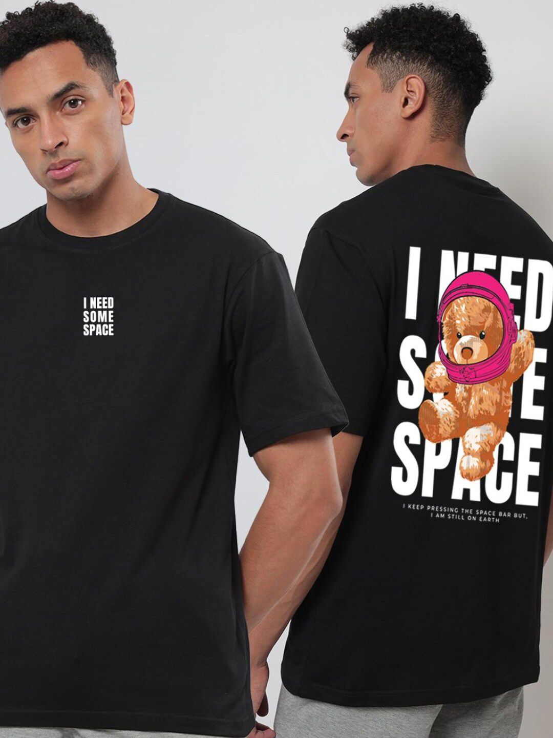 Bewakoof Men Black Printed Oversized T-shirt