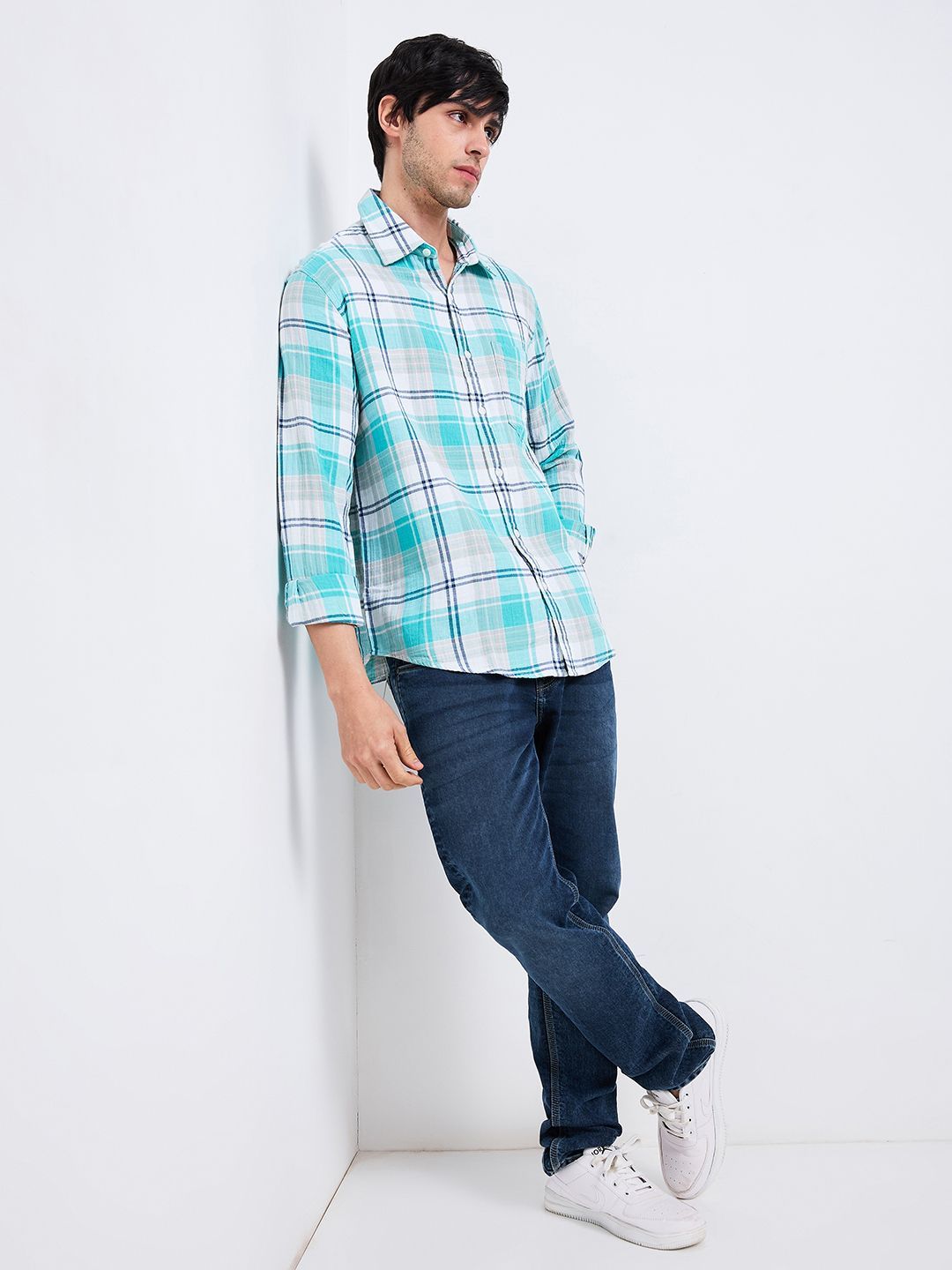 SPYKAR Men Spread Collar Tartan Checked Cotton Casual Shirt