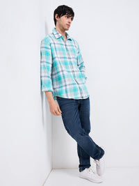SPYKAR Men Spread Collar Tartan Checked Cotton Casual Shirt