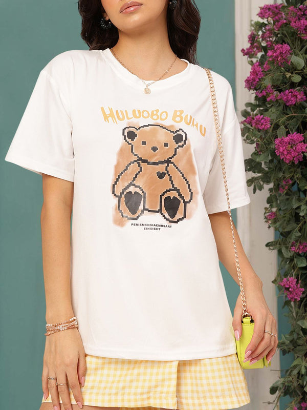 DressBerry Snuggle Spritz Printed Drop-Shoulder T-shirt
