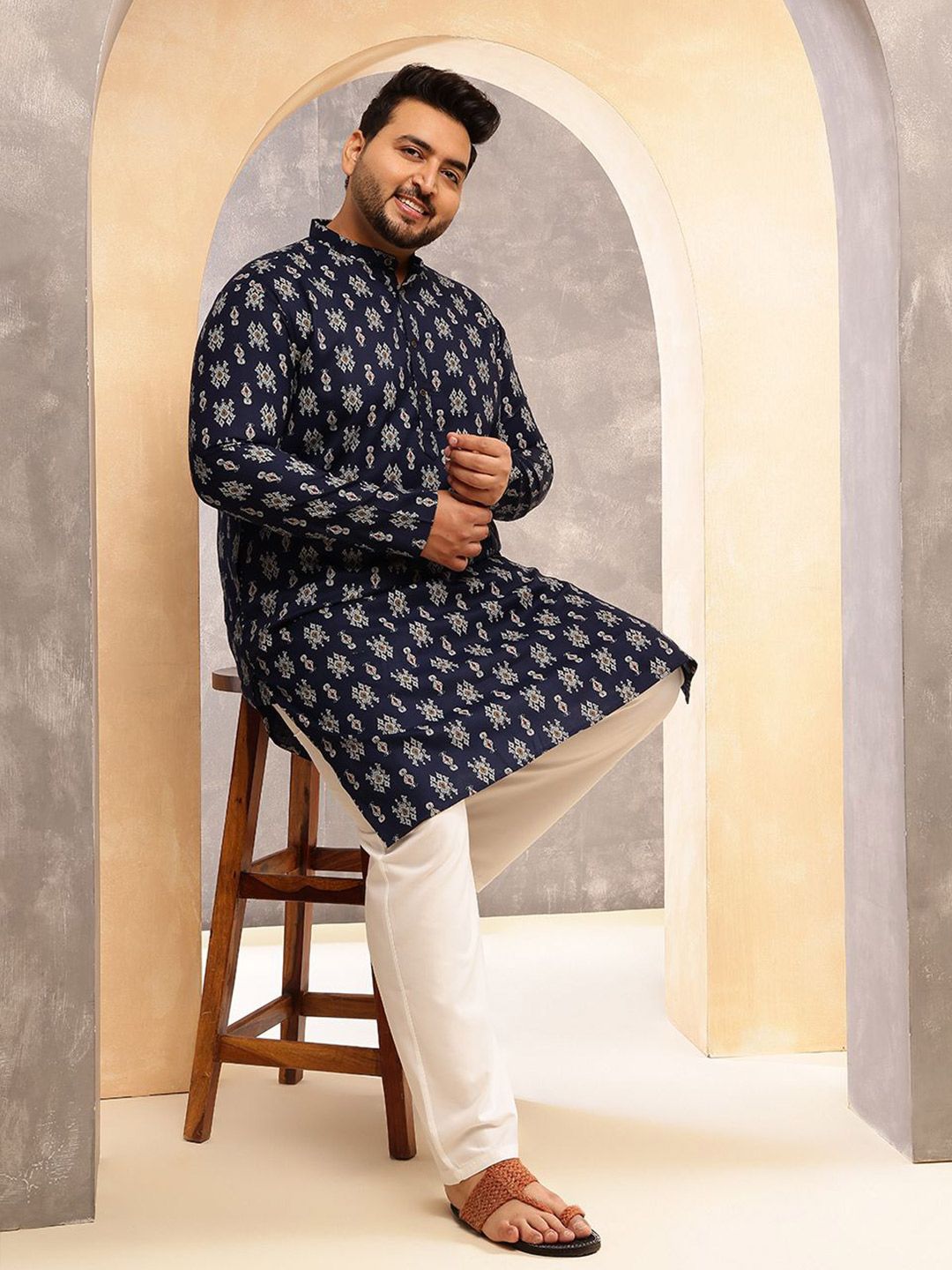 SOJANYA PLUS Motif Etnik Lelaki Bercetak Kurta