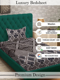 Myntra Elegant Homes Brown Geometric Wool 300 TC Single Bedsheet Set- 225X150 cm