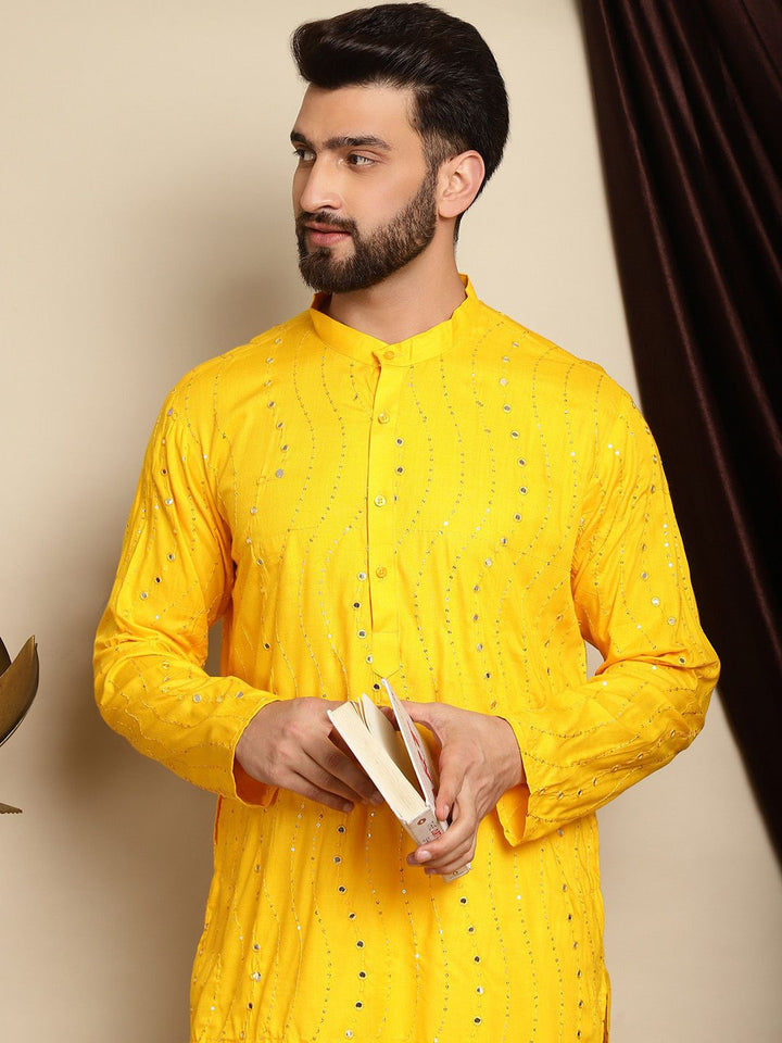 Anouk Navy Blue Embroidered Sequinned Pure Cotton Kurta with Churidar