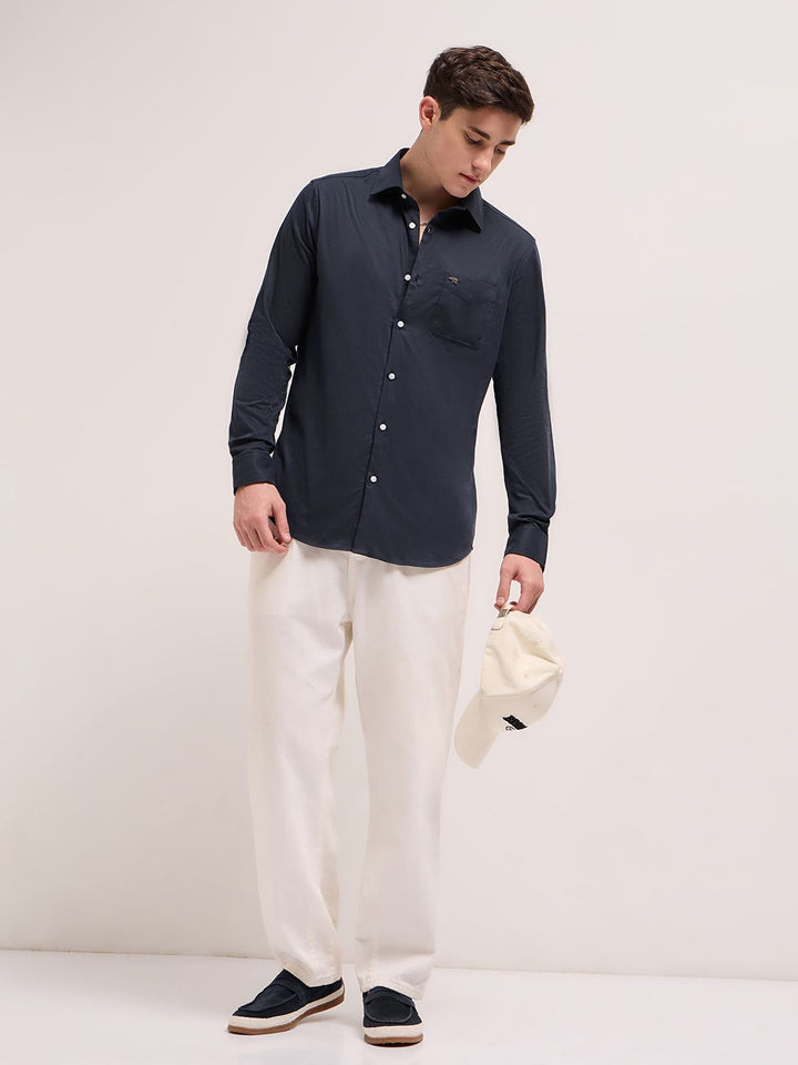 THE BEAR HOUSE Slim Fit Pure Cotton Casual Shirt
