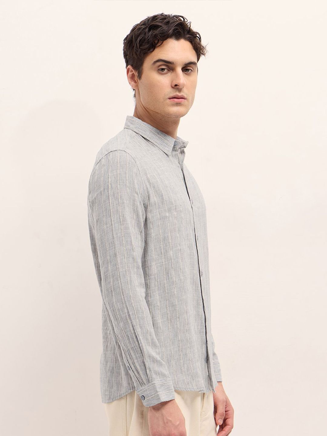 THE BEAR HOUSE Men Slim Fit Spread Collar Multi Striped Casual Shirt