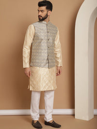 Anouk Embroidered Regular Thread Work Kurta Churidar with Nehru jacket