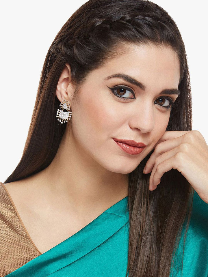 Anting-anting Drop Kontemporari Bersalut Emas Anouk Cubic Zirconia