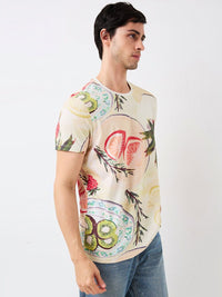 SPYKAR Men Graphic Printed Round Neck Cotton Slim Fit T-shirt