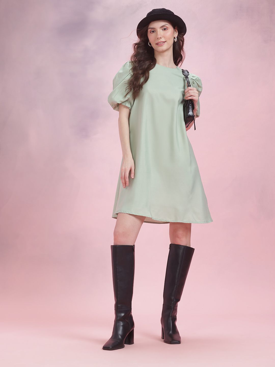 DressBerry Puff Sleeve A-Line Dress