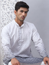 Jompers Floral Printed Mandarin Collar Sequins Ombre Straight Kurta