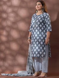 Mamicha Regal Ethnic Motifs Printed Kurta With Palazzos & Dupatta