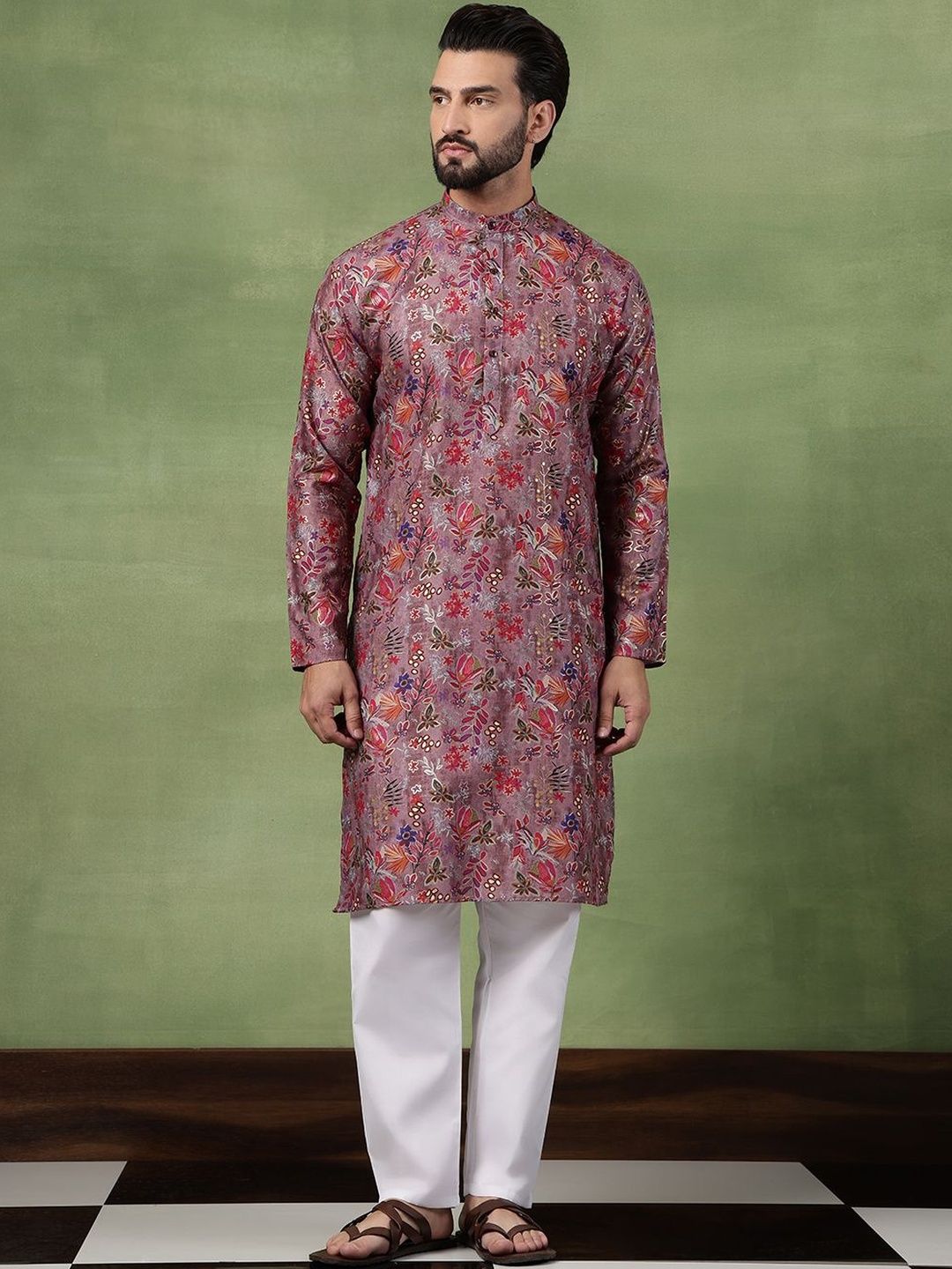 SOJANYA Men Floral Printed Kurta