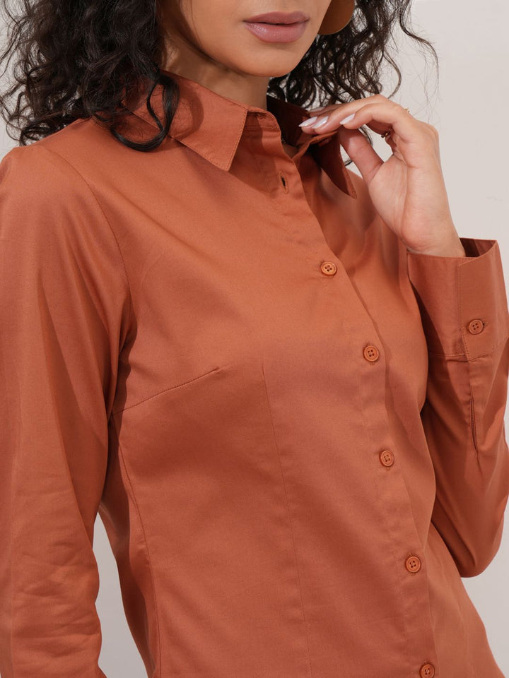 Tokyo Talkies Women Solid Buttondown Satin Shirt