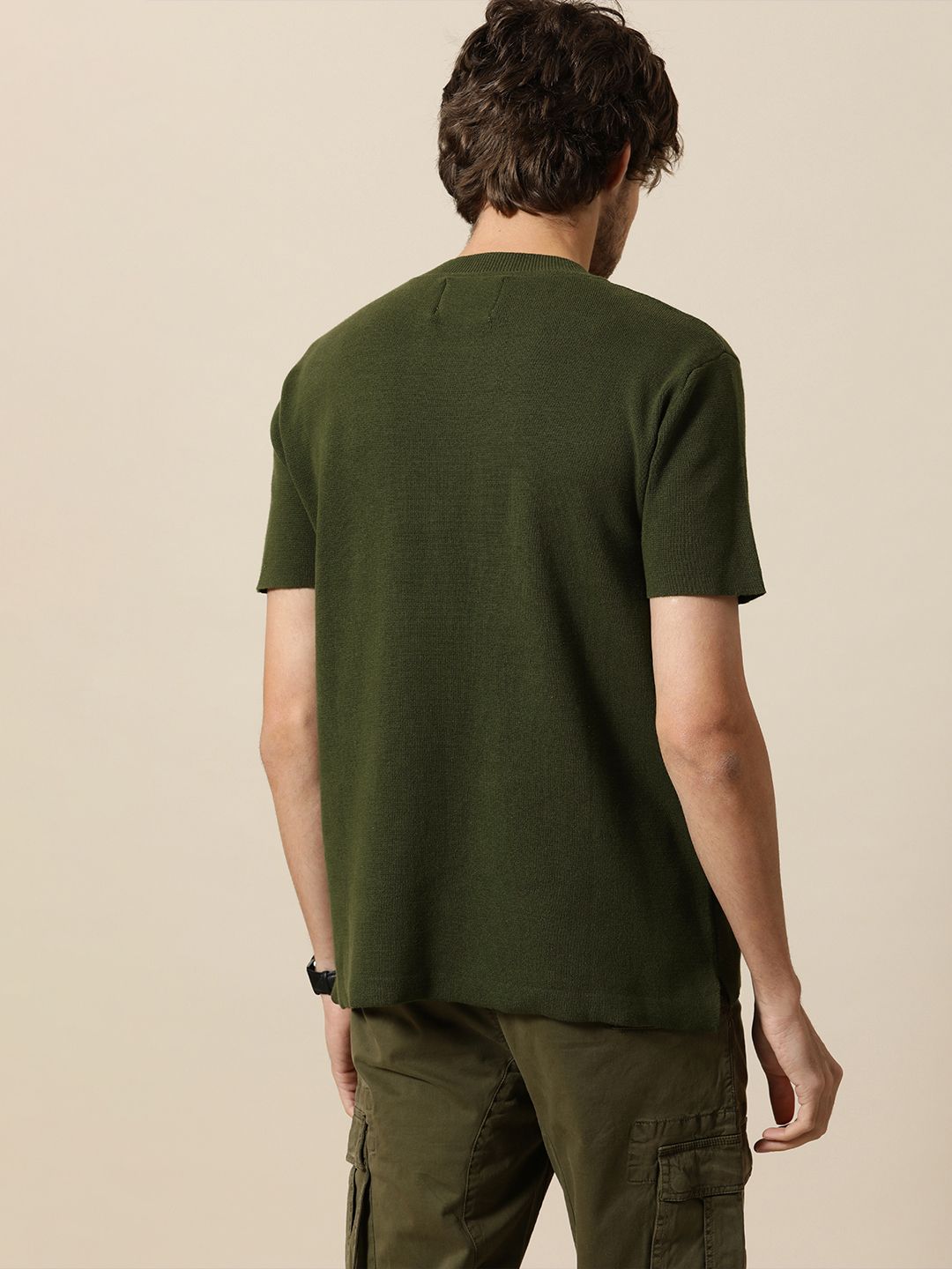 Mr Bowerbird Men Olive Green Solid T-shirt