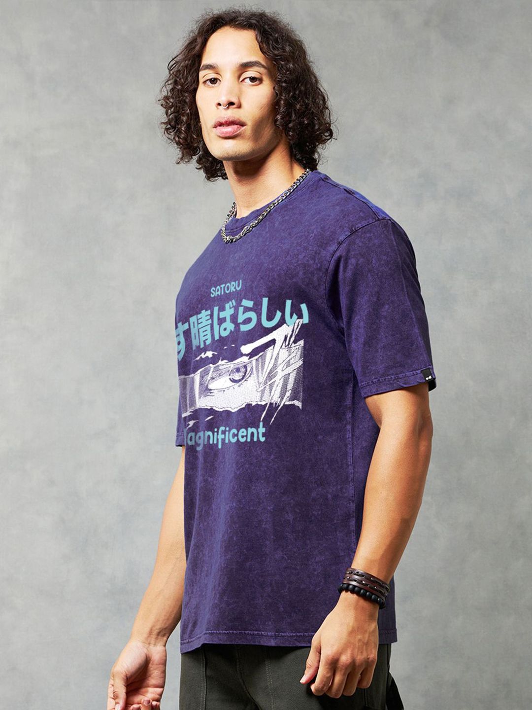 Bewakoof Men Graphic Printed Round Neck Pure Cotton Oversized T-Shirt