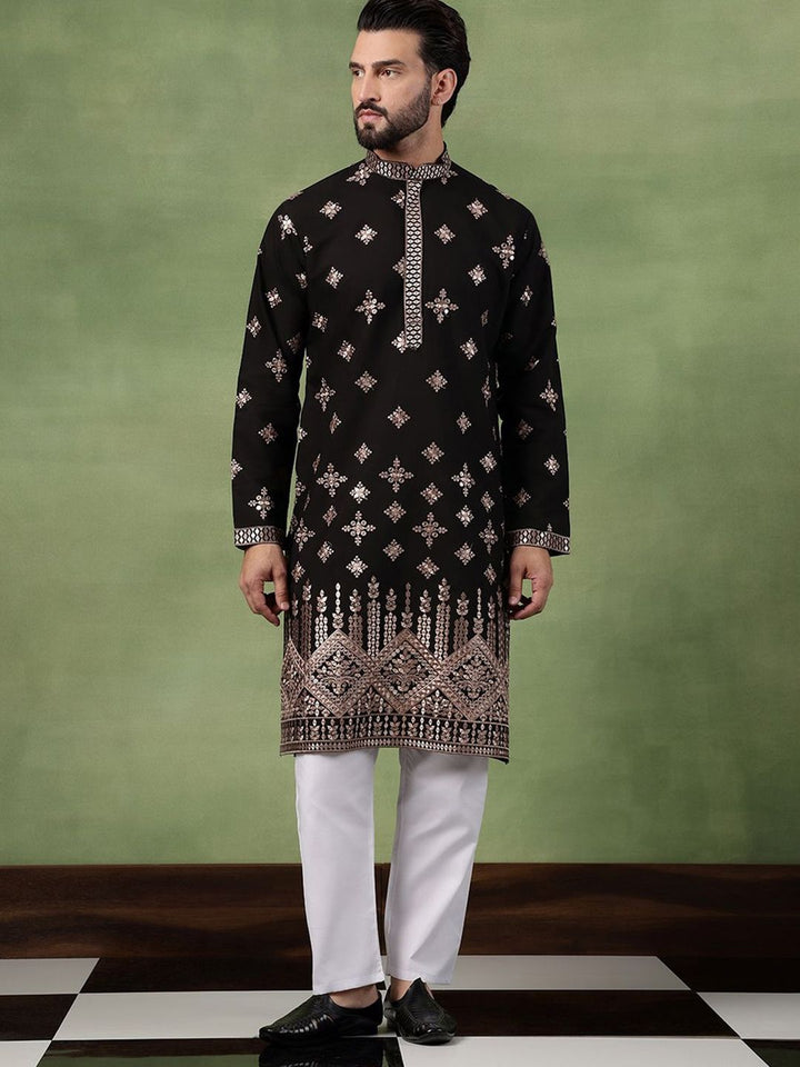 SOJANYA Men Bandhani Sulam Cermin Kerja Kurta