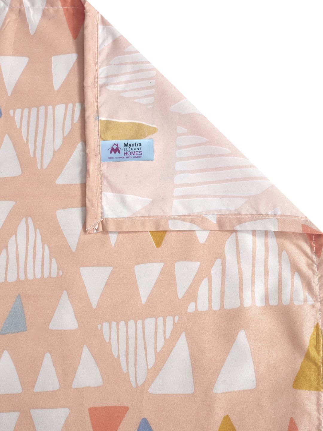Myntra Elegant Homes Peach Geometric Polycotton 300 TC Cadar Katil Halus King dengan 2 Sarung Bantal-98 x 87 inci