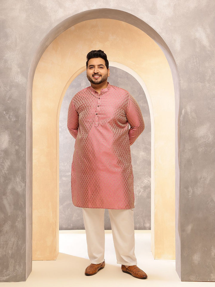 SOJANYA PLUS Men Ethnic Motifs Printed Festive Silk Straight Kurtas