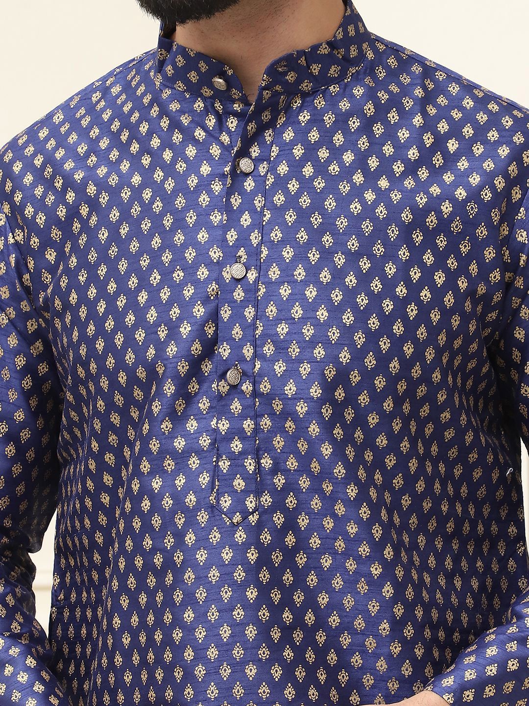SOJANYA Ethnic Motifs Printed Cotton Silk Regular Kurta With Pyjama