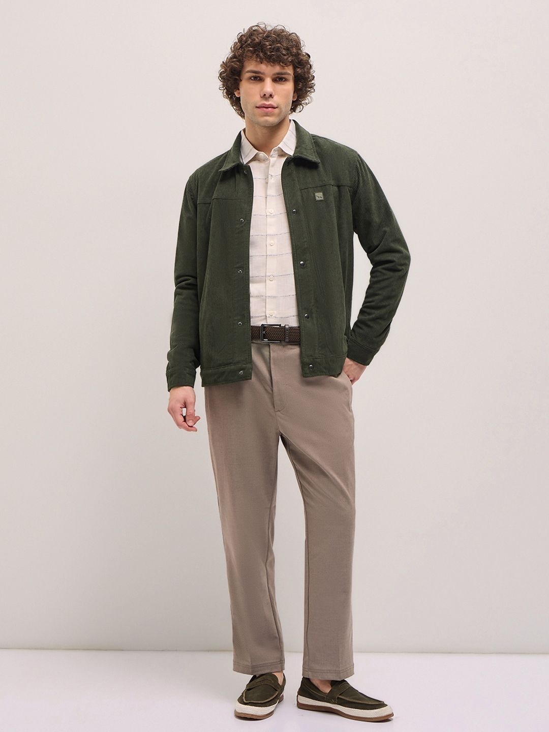 THE BEAR HOUSE Men Striped Lightweight Outdoor Open Front Jacket