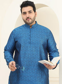 SOJANYA PLUS Rekaan Tenun Bunga Kurta Lurus Kolar Mandarin Dengan Pijama