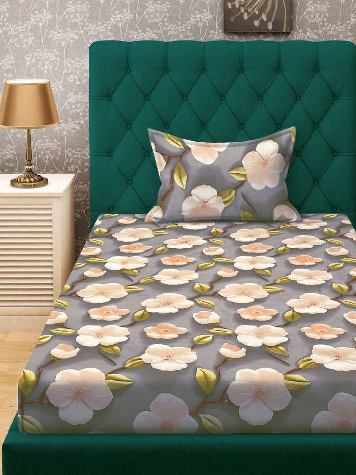 Myntra Elegant Homes Grey Dilengkapi 300 TC Single Cadar 7D Dengan 1 Sarung Bantal-225X150 cm
