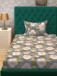 Myntra Elegant Homes Grey Dilengkapi 300 TC Single Cadar 7D Dengan 1 Sarung Bantal-225X150 cm