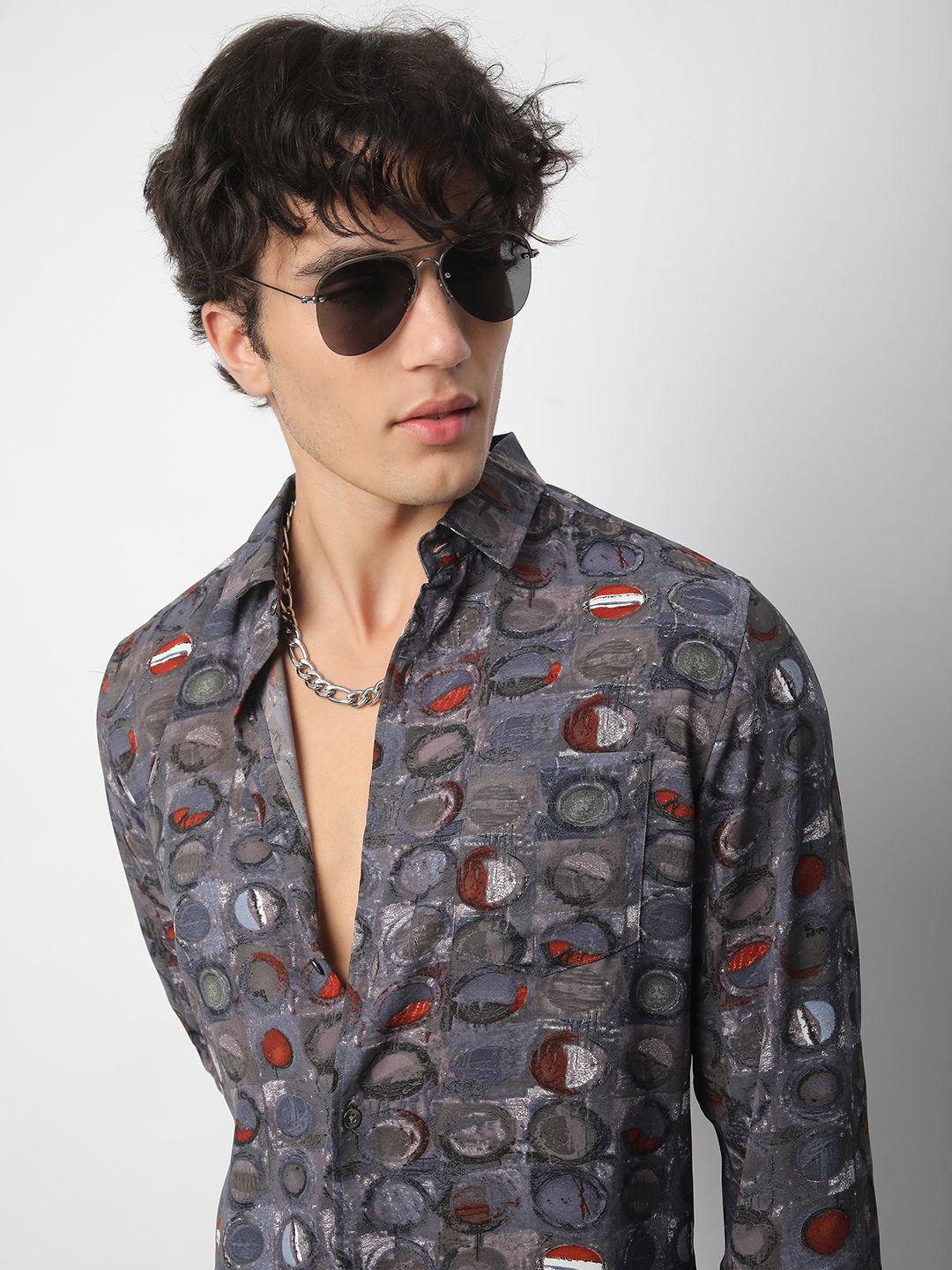 VASTRADO Men Classic Spread Collar Abstract Printed Slim Fit Casual Shirt