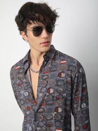 VASTRADO Men Classic Spread Collar Abstract Printed Slim Fit Casual Shirt