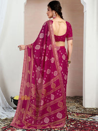 KALINI Abstract Printed Pure Chiffon Saree