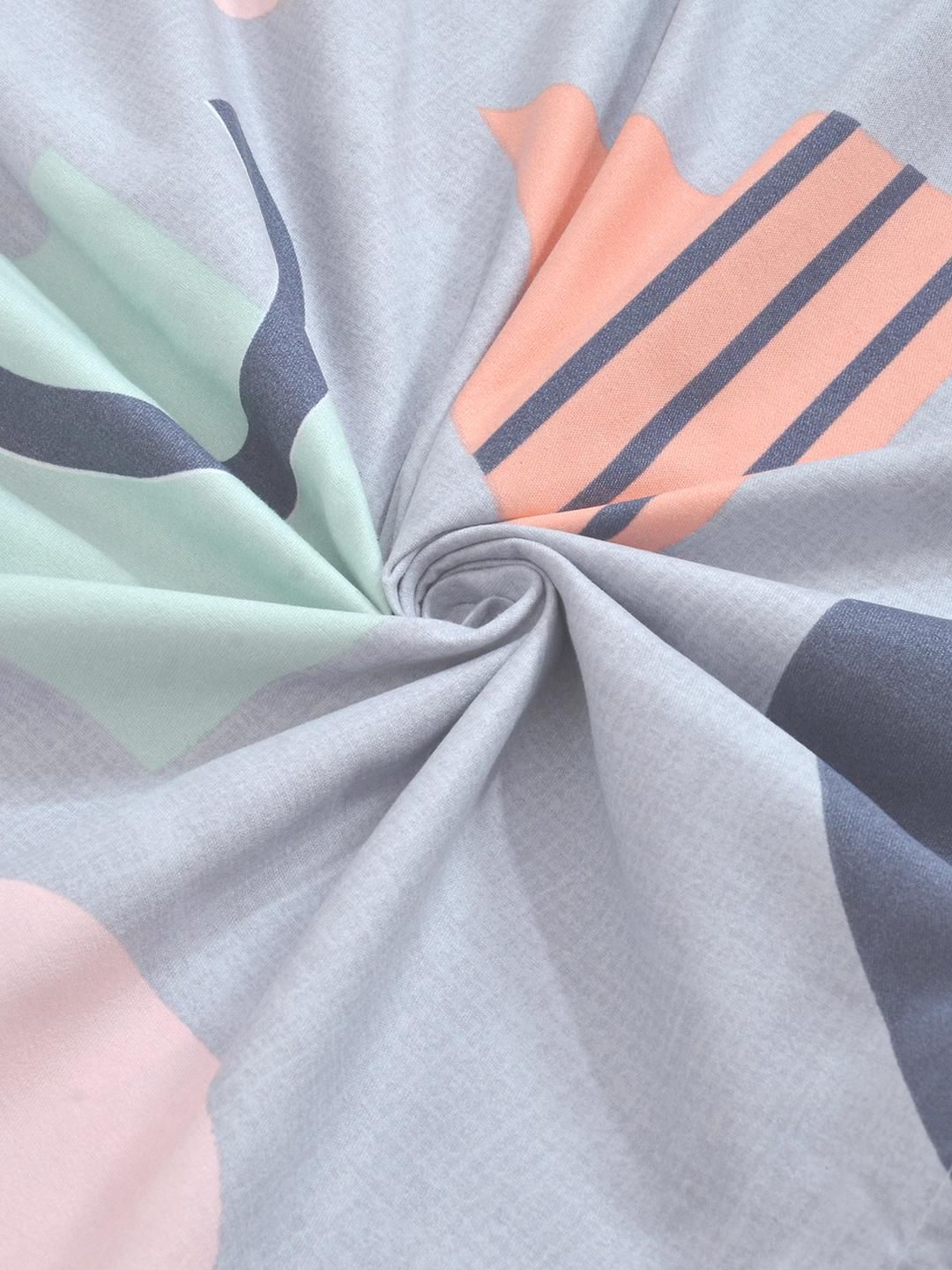 KLOTTHE Grey Geometric 300 TC King Bedsheet with 2 Pillow Covers
