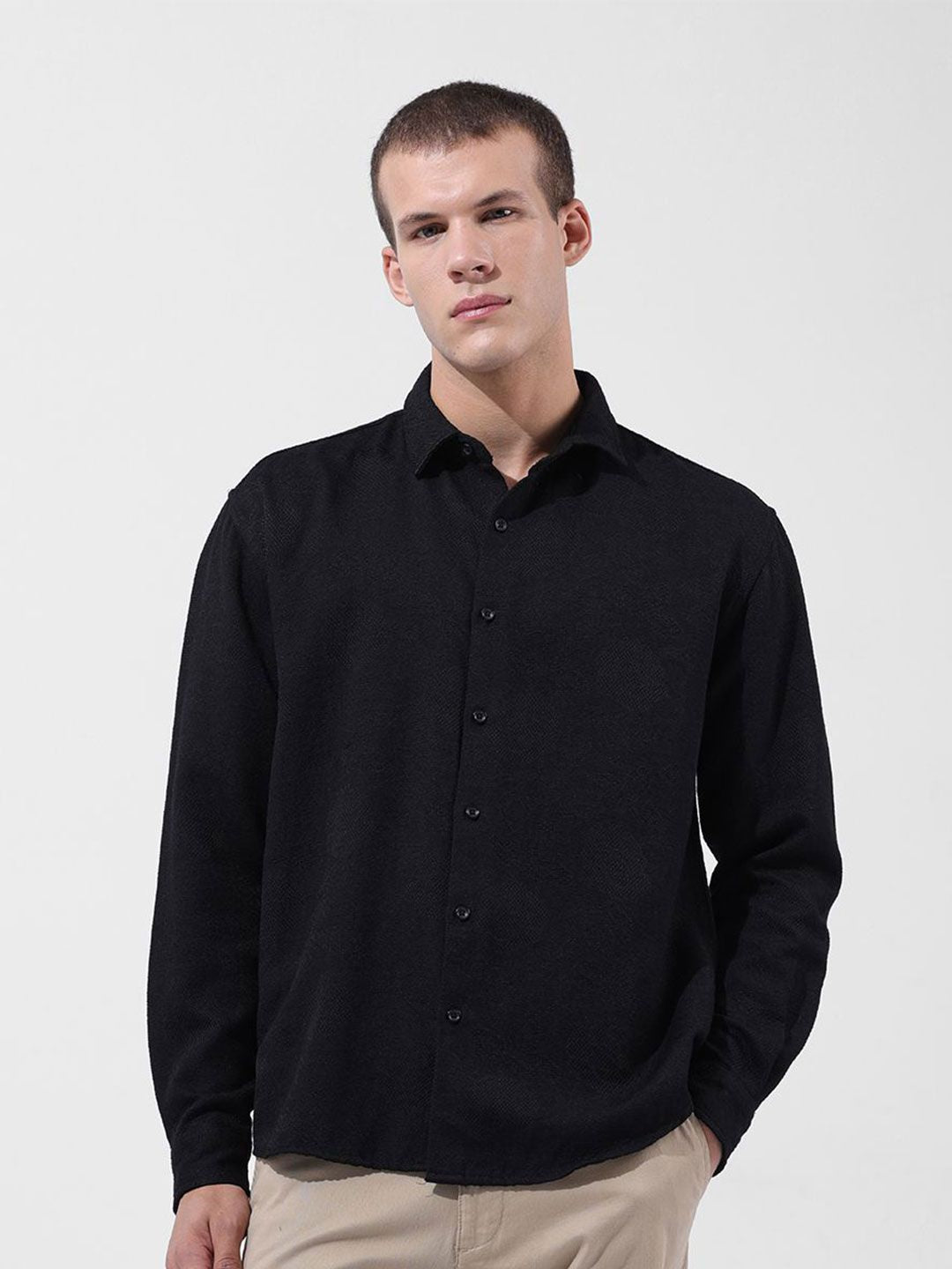 The Indian Garage Co Cutaway Collar Relaxed Fit Casual Shirt