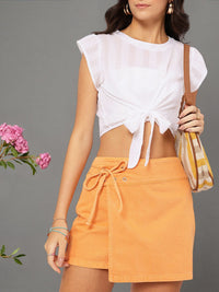 DressBerry Cute Feminine Tie-Up Detail Crop Top