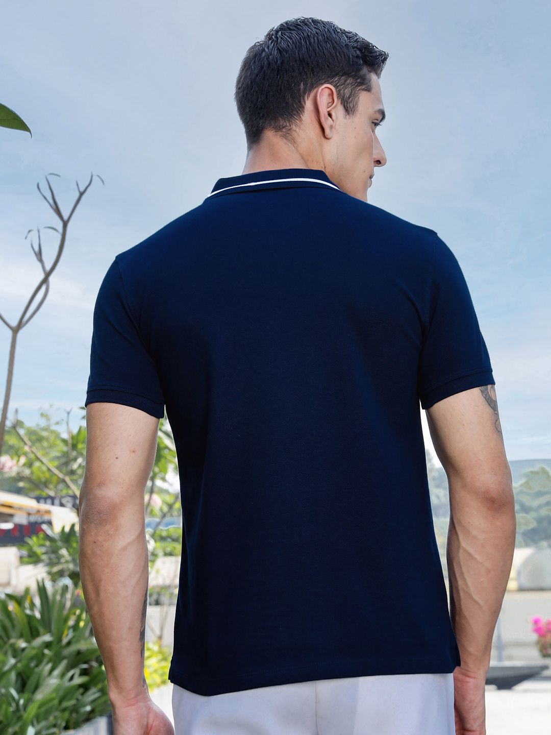 Thomas Scott Men Polo Collar Solid T-shirt