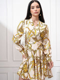 Tokyo Talkies Women Printed Satin Mini Wrap Dress