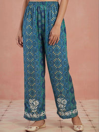 Rumah Chikankari Wanita Biasa Chikankari Silk Crepe Kurta dengan Seluar