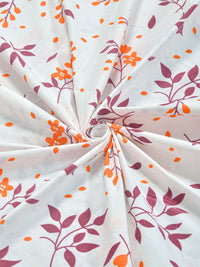 KLOTTHE White Floral Polycotton 300 TC King Fine Bedsheet dengan 2 Sarung Bantal-98 x 89 inci