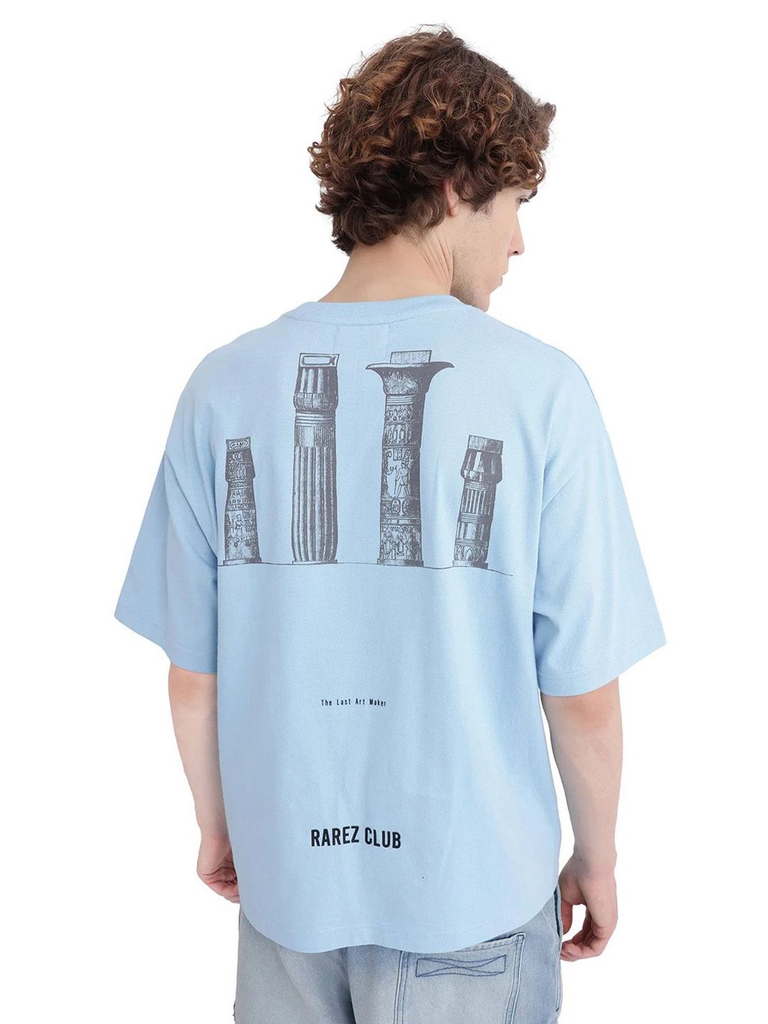 RARE RABBIT Men Graphic Printed Round Neck Cotton Oversized T-shirt