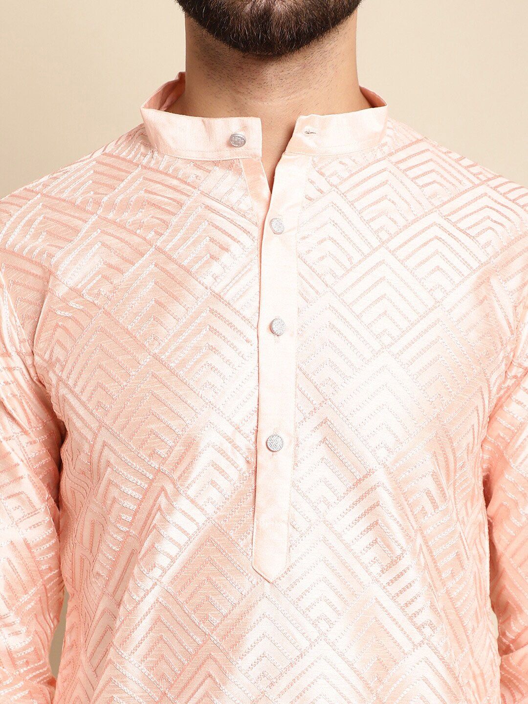 Anouk Pink Embroidered Thread Work Regular Kurta with Churidar