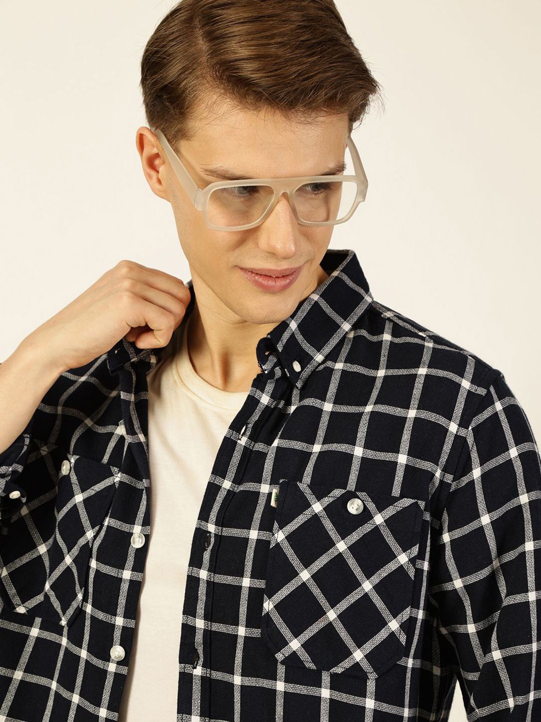 Thomas Scott Men Premium Button-Down Collar Gingham Checked Cotton Slim Fit Casual Shirt