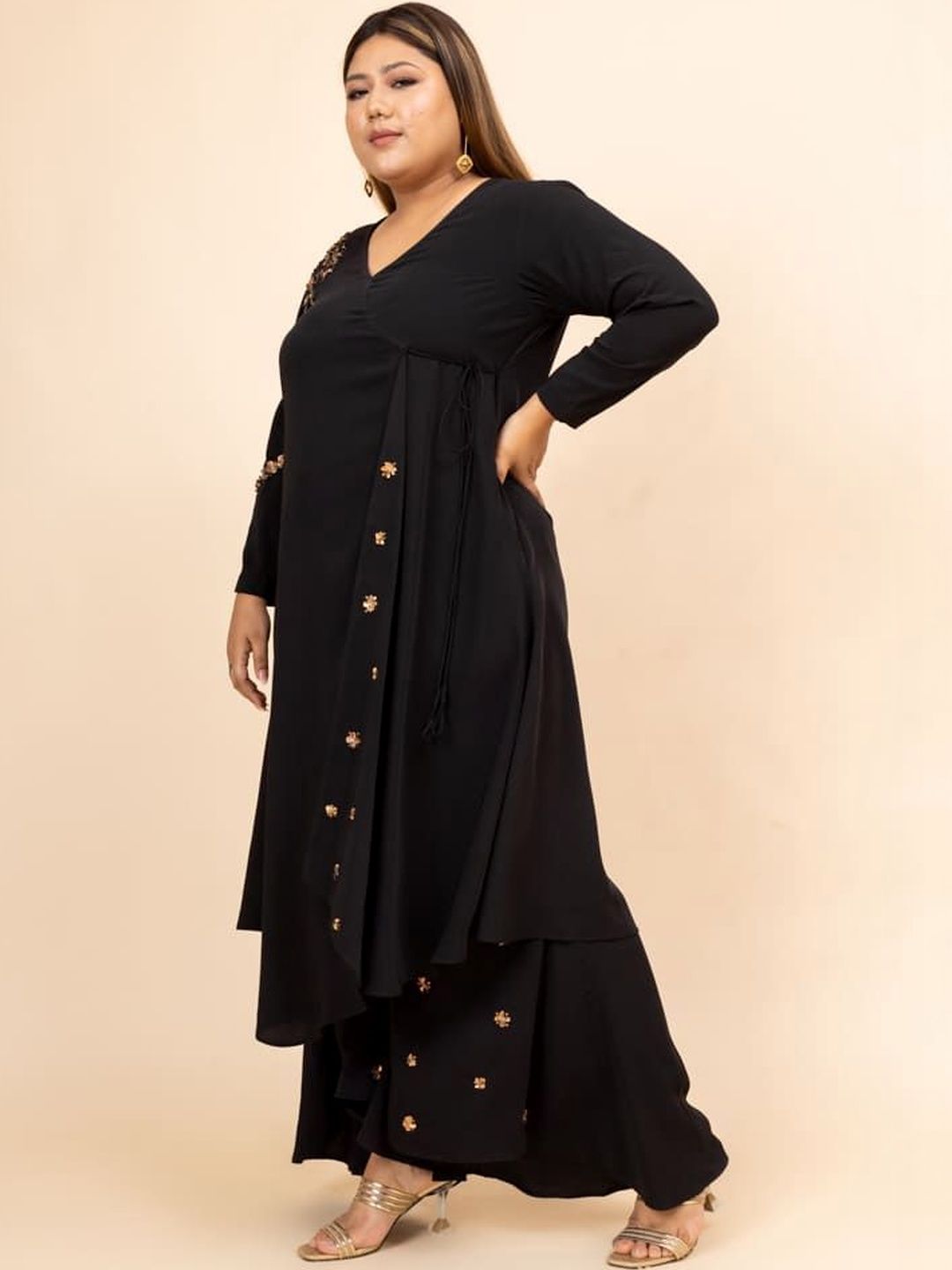 Mamicha Embellished V-Neck Top & Palazzos Co-Ords